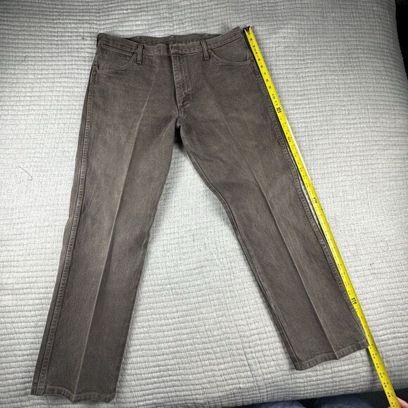 Wrangler 13MWZ Jeans Men 36x30 Brown Straight Denim Cowboy Rodeo Work Western - Picture 2 of 6